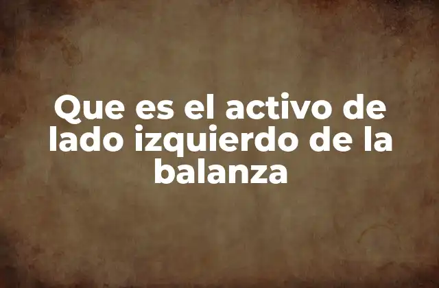 Que es el Activo de Lado Izquierdo de la Balanza