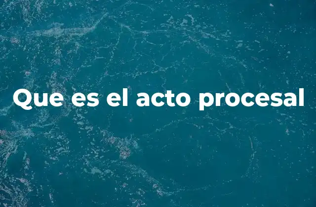 Que es el Acto Procesal
