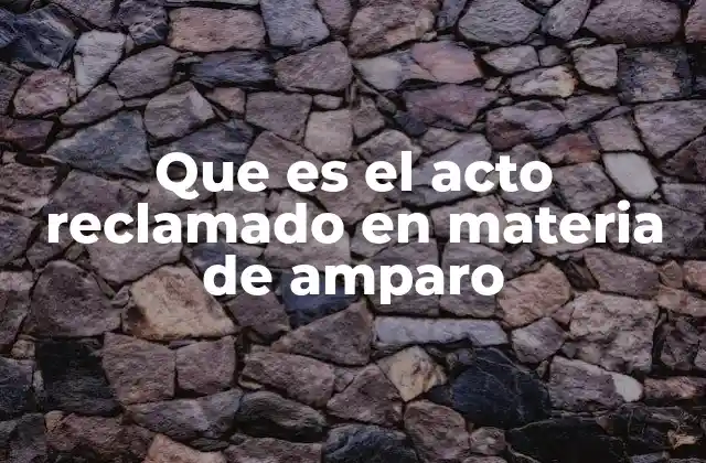 Que es el Acto Reclamado en Materia de Amparo