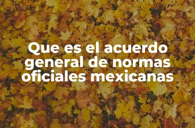 Que es el Acuerdo General de Normas Oficiales Mexicanas