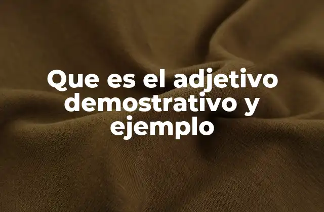 Que es el Adjetivo Demostrativo y Ejemplo