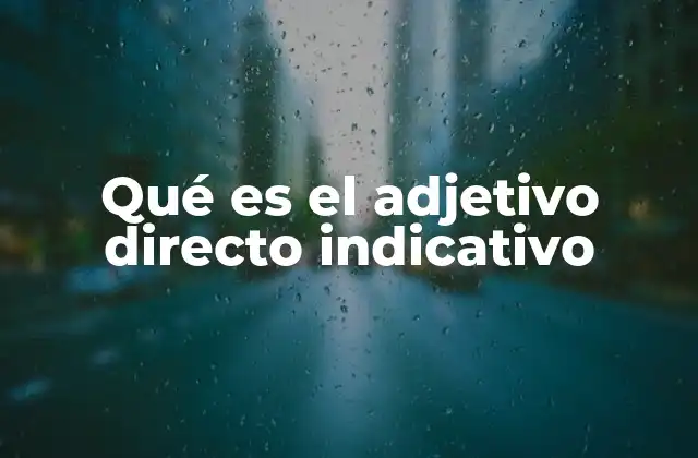 Qué es el Adjetivo Directo Indicativo