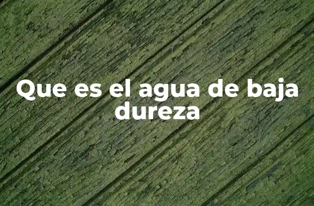 Que es el Agua de Baja Dureza