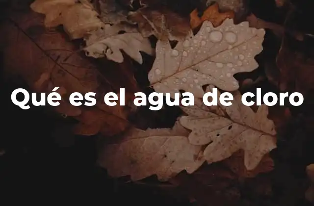 Qué es el Agua de Cloro
