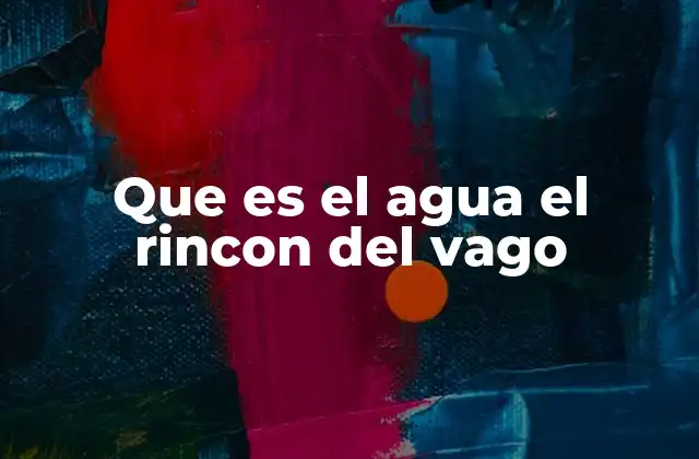 Que es el Agua el Rincon Del Vago