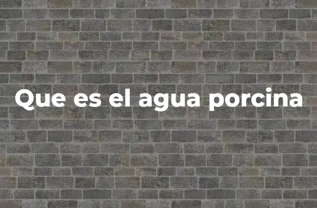 Que es el Agua Porcina