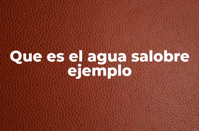 Que es el Agua Salobre Ejemplo