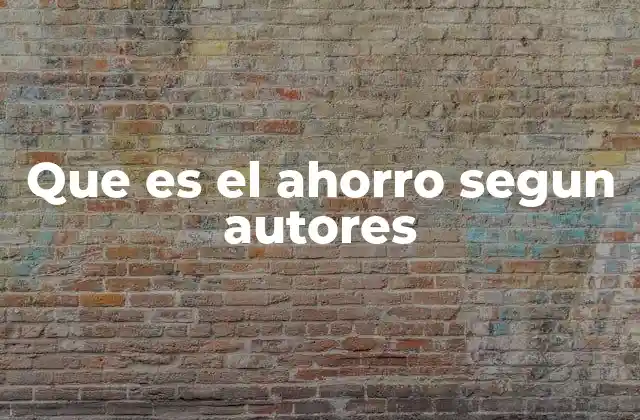 Que es el Ahorro Segun Autores