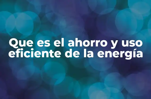 Que es el Ahorro y Uso Eficiente de la Energía