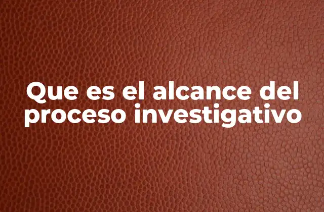 Que es el Alcance Del Proceso Investigativo