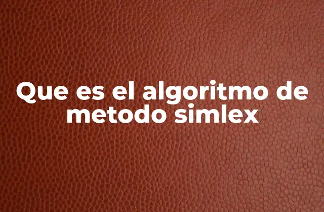 Que es el Algoritmo de Metodo Simlex