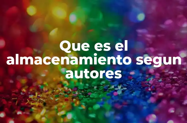 Que es el Almacenamiento Segun Autores