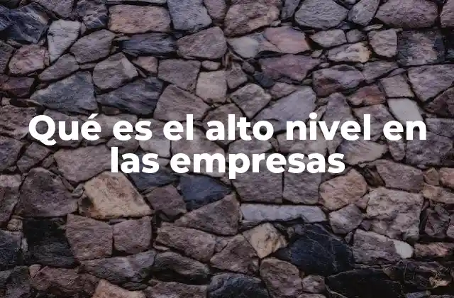 Qué es el Alto Nivel en las Empresas