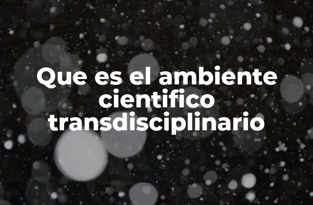 Que es el Ambiente Cientifico Transdisciplinario