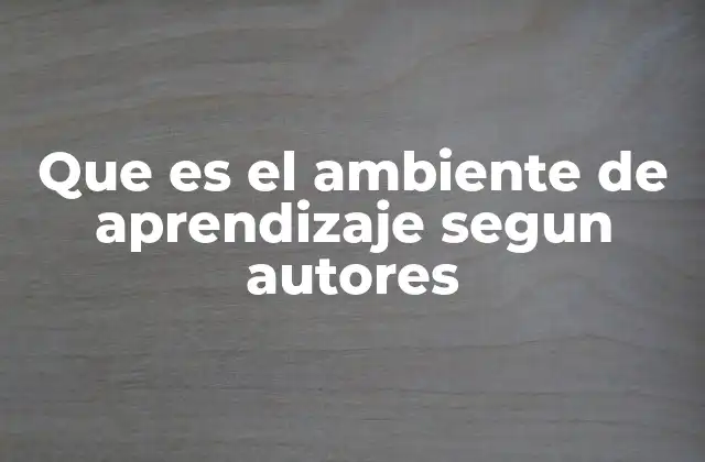 Que es el Ambiente de Aprendizaje Segun Autores