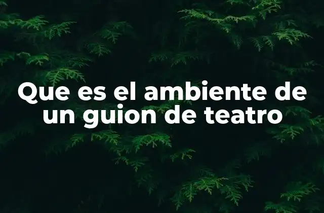 Que es el Ambiente de un Guion de Teatro