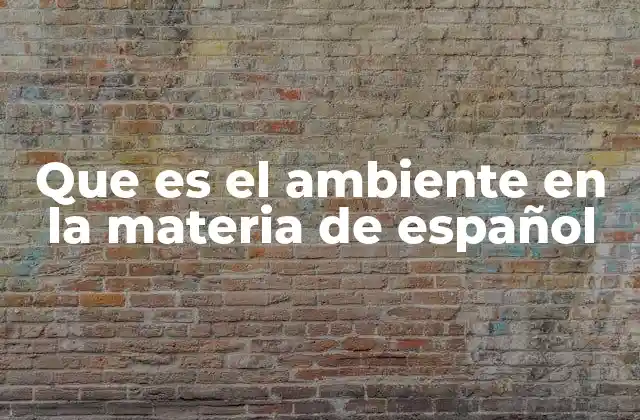 Que es el Ambiente en la Materia de Español