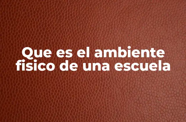 Que es el Ambiente Fisico de una Escuela