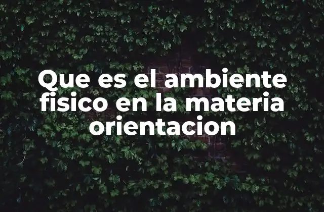Que es el Ambiente Fisico en la Materia Orientacion