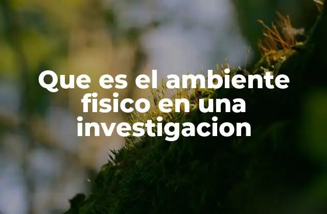 Que es el Ambiente Fisico en una Investigacion