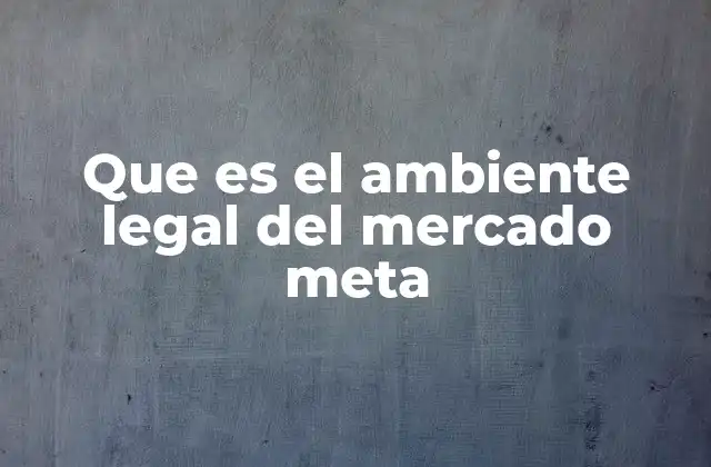 Que es el Ambiente Legal Del Mercado Meta