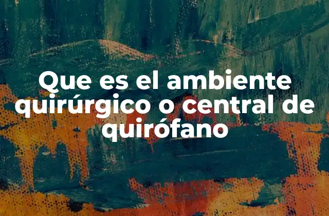 Que es el Ambiente Quirúrgico o Central de Quirófano