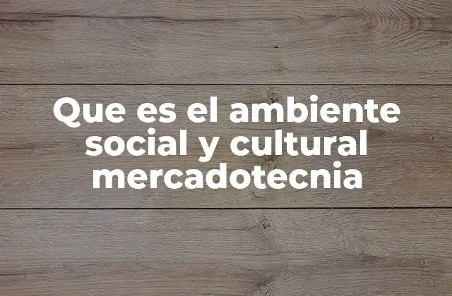 Que es el Ambiente Social y Cultural Mercadotecnia