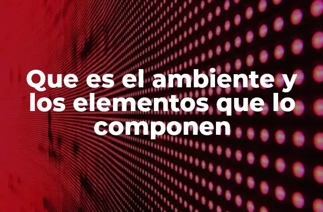 Que es el Ambiente y los Elementos que Lo Componen