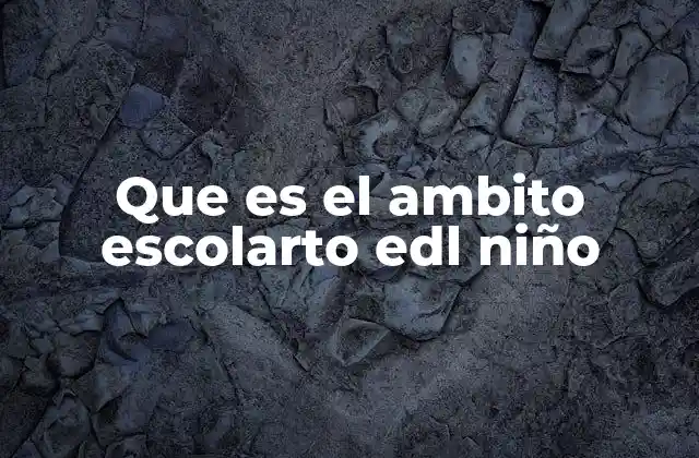 Que es el Ambito Escolarto Edl Niño