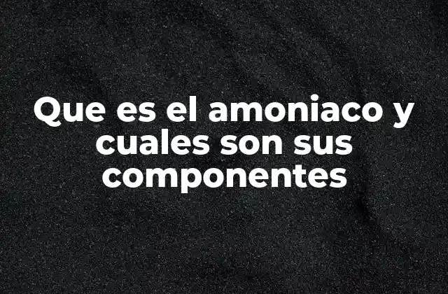 Que es el Amoniaco y Cuales Son Sus Componentes