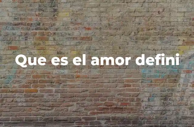 Que es el Amor Defini