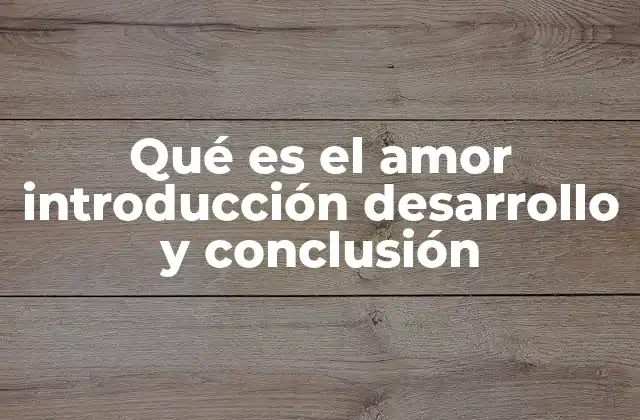 Qué es el Amor Introducción Desarrollo y Conclusión