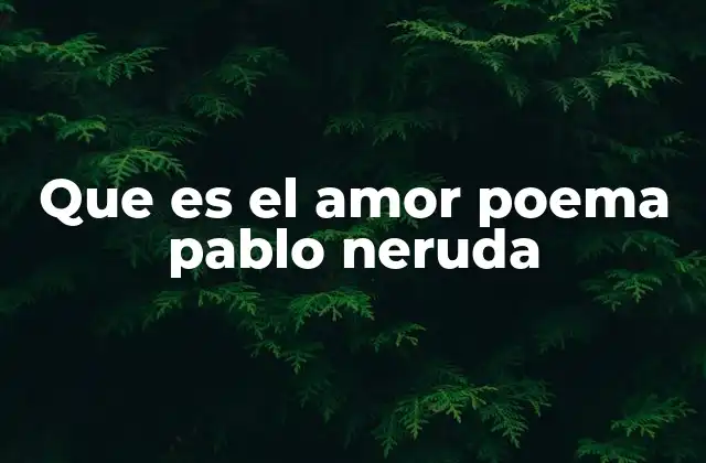 Que es el Amor Poema Pablo Neruda