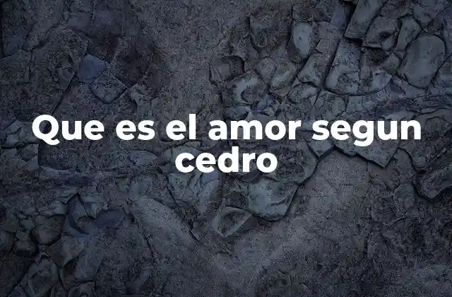 Que es el Amor Segun Cedro
