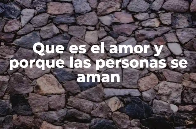 Que es el Amor y Porque las Personas Se Aman