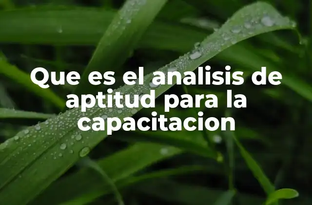 Que es el Analisis de Aptitud para la Capacitacion