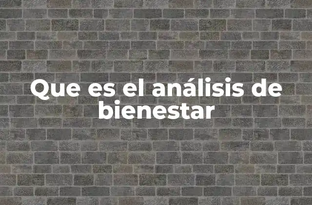 Que es el Análisis de Bienestar