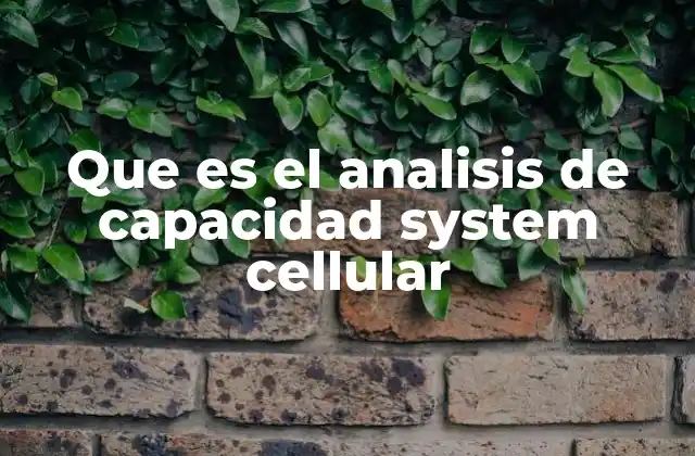 Que es el Analisis de Capacidad System Cellular