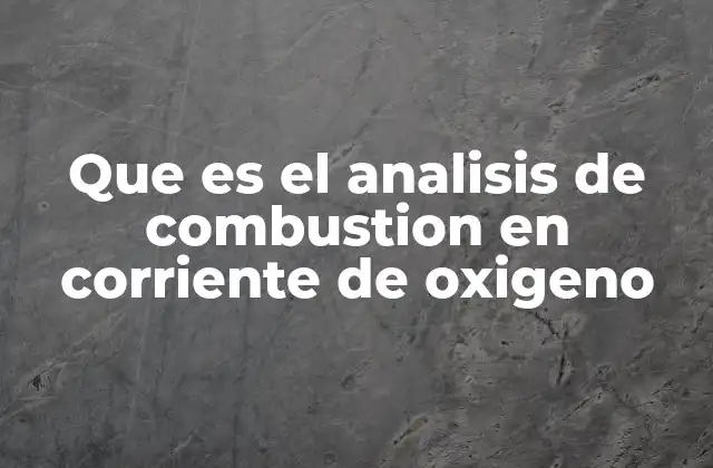 Que es el Analisis de Combustion en Corriente de Oxigeno