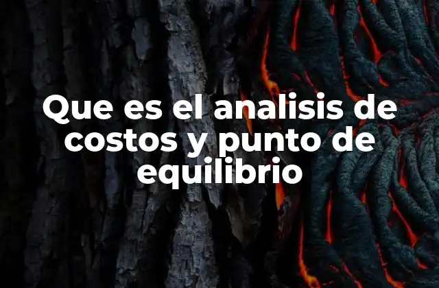 Que es el Analisis de Costos y Punto de Equilibrio