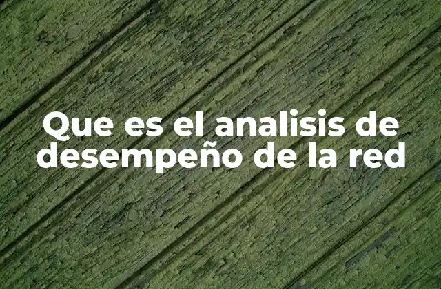 Que es el Analisis de Desempeño de la Red