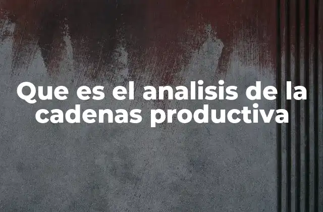 Que es el Analisis de la Cadenas Productiva