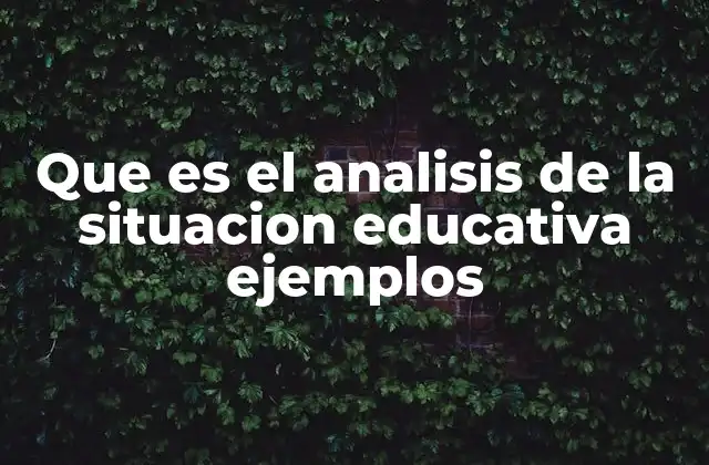 Que es el Analisis de la Situacion Educativa Ejemplos