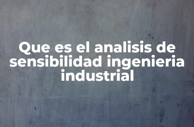 Que es el Analisis de Sensibilidad Ingenieria Industrial
