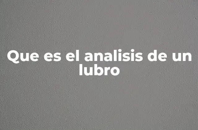 Que es el Analisis de un Lubro