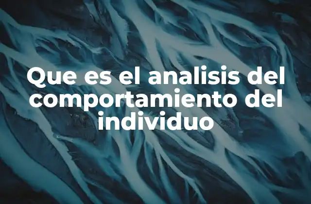 Que es el Analisis Del Comportamiento Del Individuo