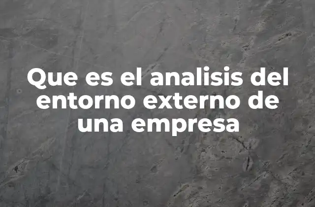 Que es el Analisis Del Entorno Externo de una Empresa