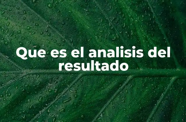 Que es el Analisis Del Resultado