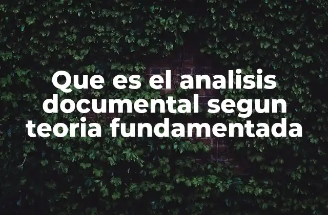 Que es el Analisis Documental Segun Teoria Fundamentada