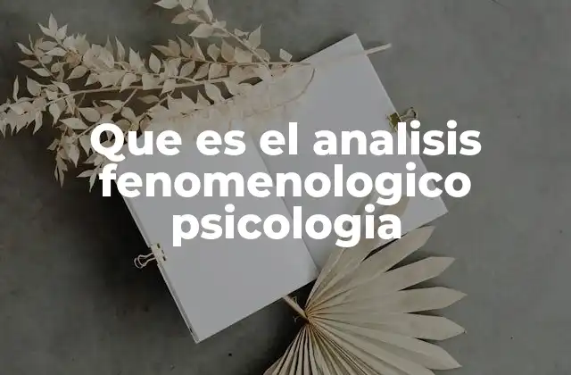Que es el Analisis Fenomenologico Psicologia